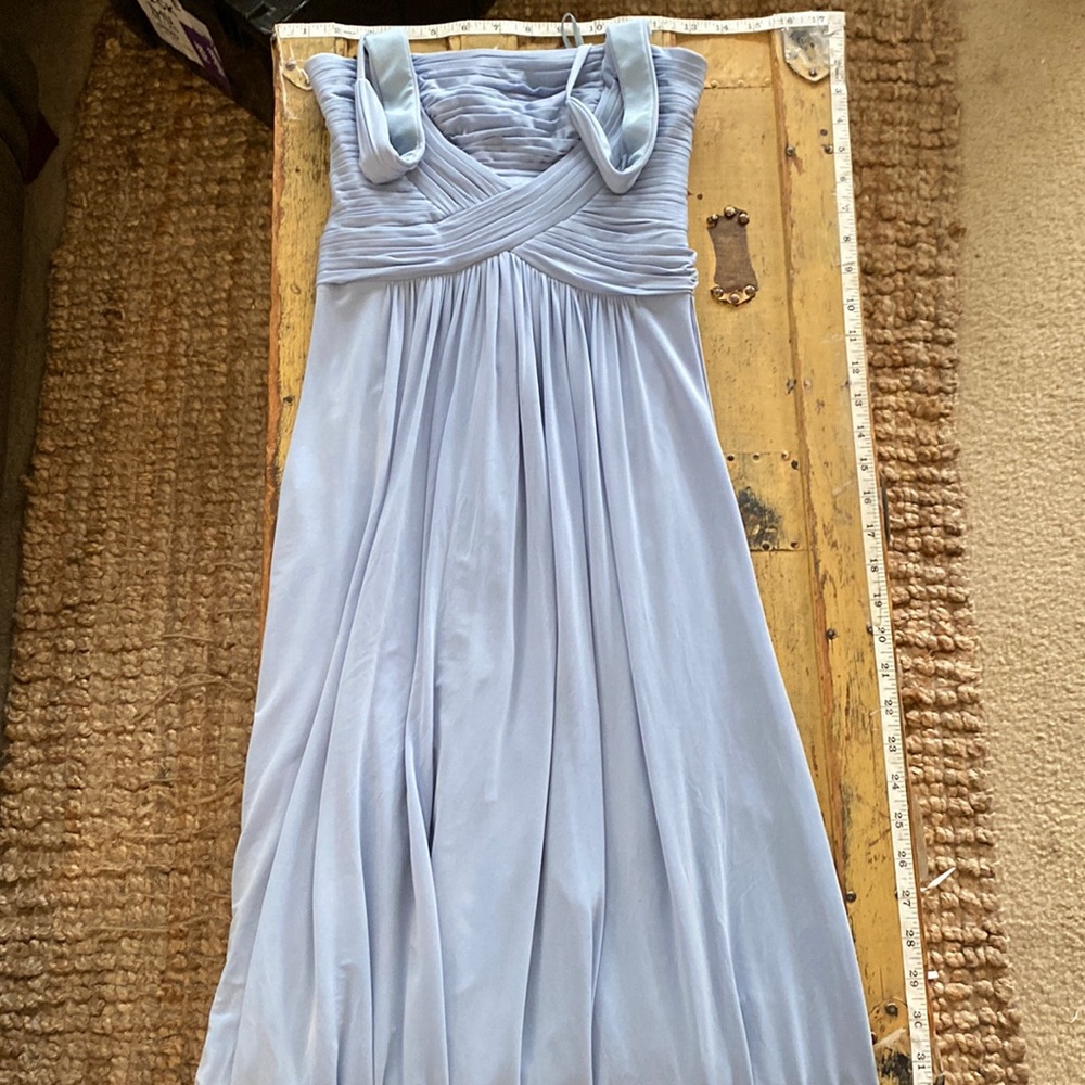 BCBGMAXAZRIA GOWN BLUE FULL LENGTH GOWN DRESS LIGHT BLUE STRETCH BOHO ETHEREAL 4 - Picture 9 of 17